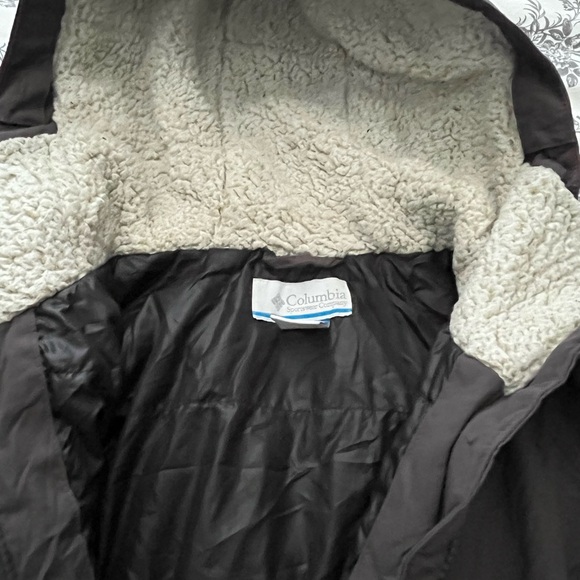 COLUMBIA Women's Grey Long Line Sherpa Hood Outdoor Parka Jacket Coat Small - Picture 4 of 7